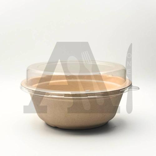 Round Bagasse Salad Bowl with Flat Lid 1000 ml