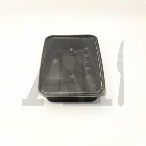 Microwavable Black Rectangular Container with Lid 500 ml