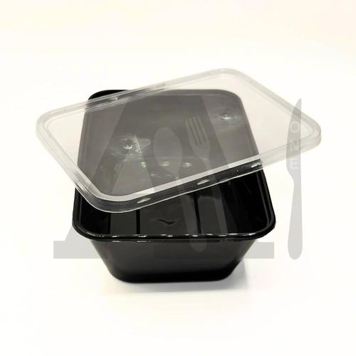 Microwavable Black Rectangular Container with Lid 750 ml