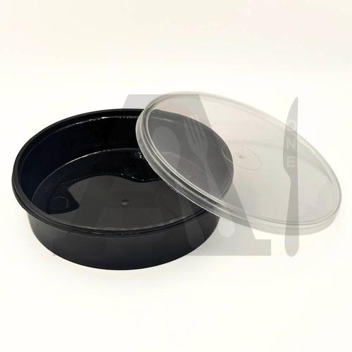 Microwavable Round Plastic Bowl 500 ml with Lid - Black