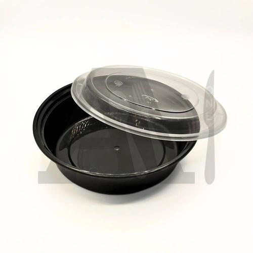 Microwavable Round Plastic Bowl 750 ml with Lid - Black