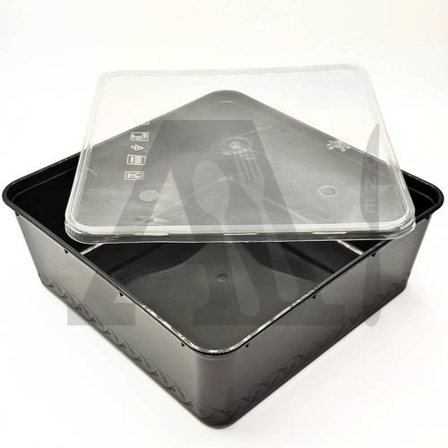 Microwavable Square Plastic Container 2000 ml with Lid - Black