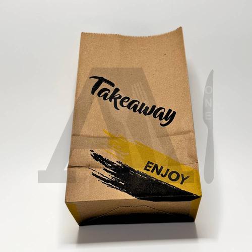 Brown Paper Printed Takeaway Bag - Medium
