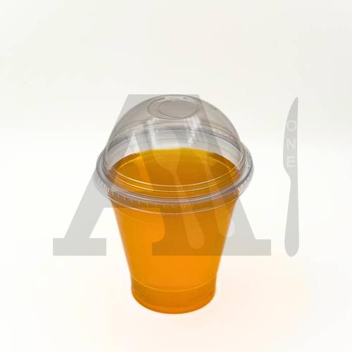 Transparent Juice Glass with Dome Lid 12 oz (98 mm Neck)