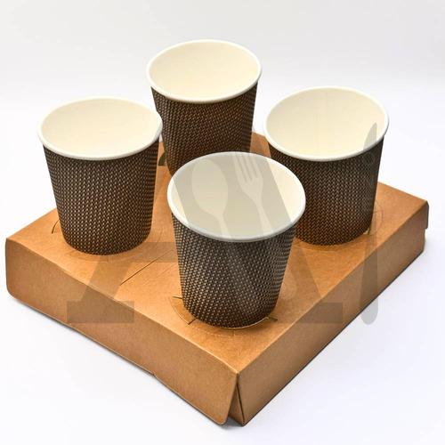 Kraft Paper Coffee Cup Carrier (Holds 4 Cups)
