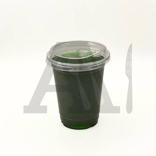 Clear Plastic Juice Glass with Flat Lid - 12 oz