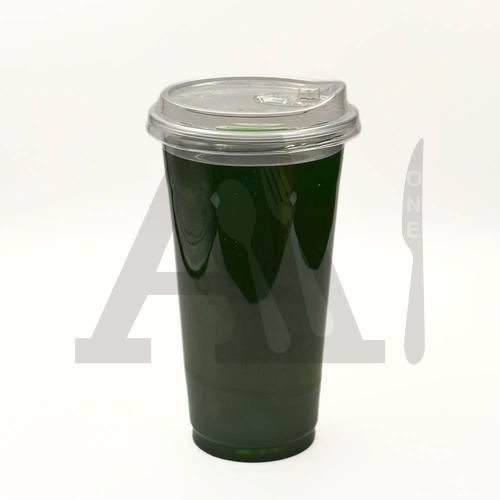 Clear Plastic Juice Glass with Flat Lid - 20 oz